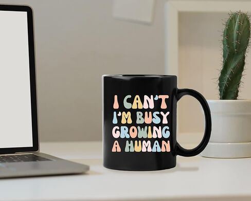 QUICQOD Funny New Mom Gifts,Pregnancy Coffee Tea Mug Cup,Pregnancy Announcement Gifts for Mom to Be, I Can't I'm Busy Growing A Human Ceramic Mug 11 Oz in Saudi Arabia