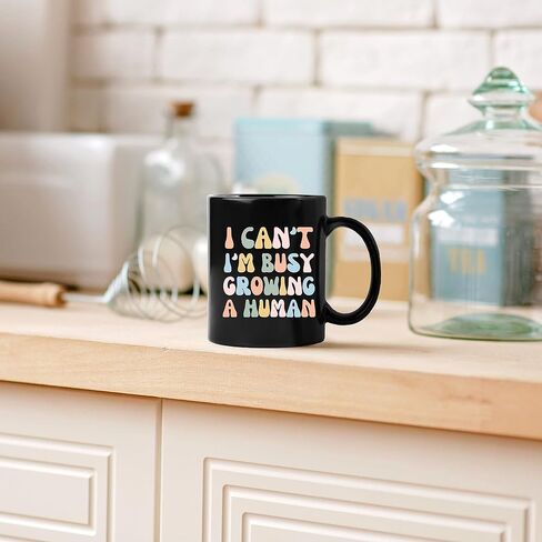 QUICQOD Funny New Mom Gifts,Pregnancy Coffee Tea Mug Cup,Pregnancy Announcement Gifts for Mom to Be, I Can't I'm Busy Growing A Human Ceramic Mug 11 Oz in Saudi Arabia