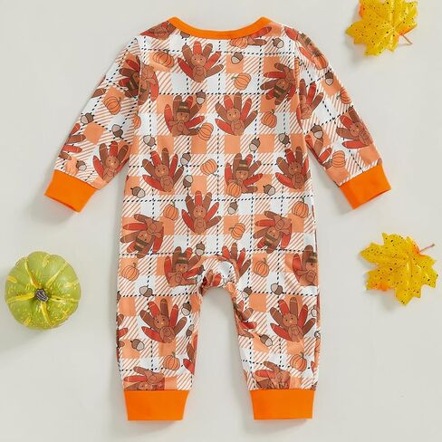 Kayotuas Halloween Baby Boy Girl Clothes Pumpkin Long Sleeve Romper Zipper Bodysuit Jumpsuit One Piece Fall Winter Outfits in Kuwait