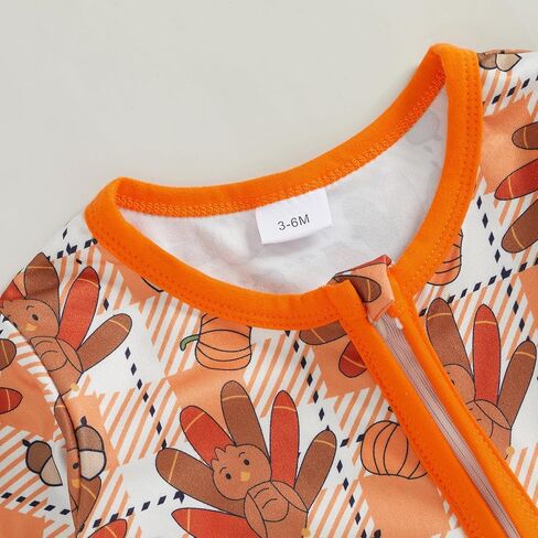 Kayotuas Halloween Baby Boy Girl Clothes Pumpkin Long Sleeve Romper Zipper Bodysuit Jumpsuit One Piece Fall Winter Outfits in Kuwait