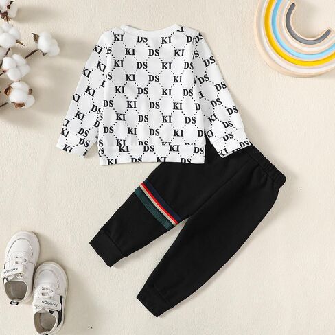 Infant Baby Boy Clothes Fall Winter Newborn Outfit Toddler Long Sleeve Crewneck Sweatshirt Pants Set Cute Boy Outfit in Saudi Arabia