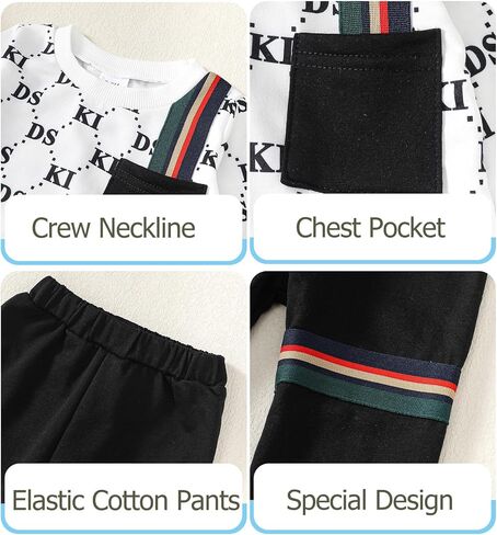 Infant Baby Boy Clothes Fall Winter Newborn Outfit Toddler Long Sleeve Crewneck Sweatshirt Pants Set Cute Boy Outfit in Saudi Arabia