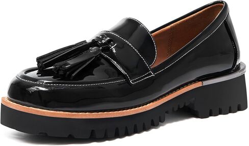 MUCCCUTE Loafers for Women Platform Chunky Loafer Comfortable Slip On Lug Sole Patent Leather Tassel Casual Work Shoes in Saudi Arabia
