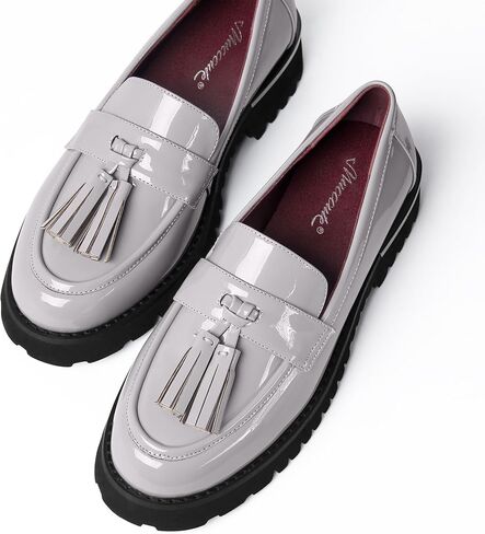 MUCCCUTE Loafers for Women Platform Chunky Loafer Comfortable Slip On Lug Sole Patent Leather Tassel Casual Work Shoes in Saudi Arabia
