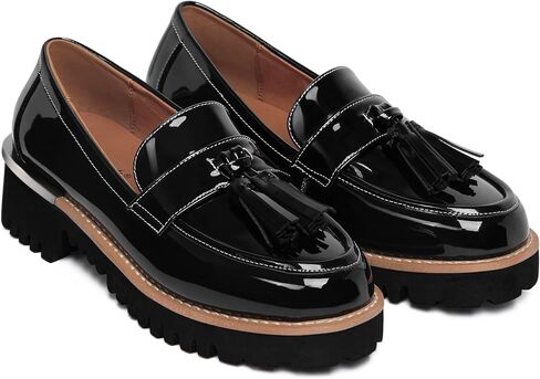 MUCCCUTE Loafers for Women Platform Chunky Loafer Comfortable Slip On Lug Sole Patent Leather Tassel Casual Work Shoes in Saudi Arabia