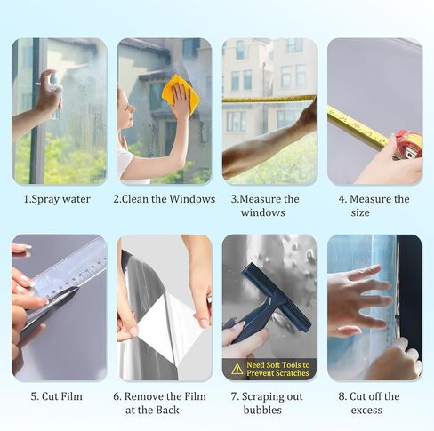 Coavas Window Privacy Film Heat Blocking Reflective Window Tint for Home, One Way Daytime Privacy Window Static Cling See Out Not in Anti UV Mirror Window Film, Silver, 17.5x78.7 Inch in Saudi Arabia