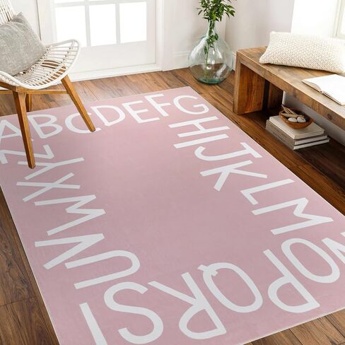 Topotdor Round ABC Area Rug,71 Inch Soft Floor Carpet,Multi Color | Rainbow Washable Alphabet Circle Rug,Non Slip Floor Mat Ideal for Bedrooms,Kids Rooms,Classrooms in Saudi Arabia