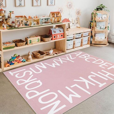 Topotdor Round ABC Area Rug,71 Inch Soft Floor Carpet,Multi Color | Rainbow Washable Alphabet Circle Rug,Non Slip Floor Mat Ideal for Bedrooms,Kids Rooms,Classrooms in Saudi Arabia