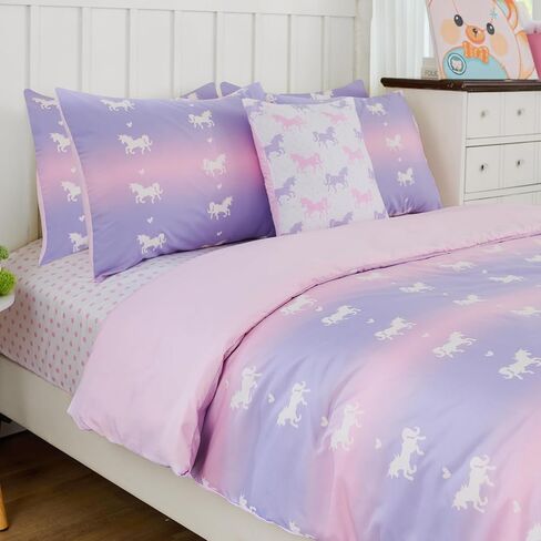 Cokouchyi Twin Comforter Sets for Boys Girls, Unicorn Glow in The Dark Kids Bedding Sets, 5 Pcs Twin Bed in a Bag with Comforter, Sheets, Pillow Sham, Cushion Cover, Unicorn in Saudi Arabia