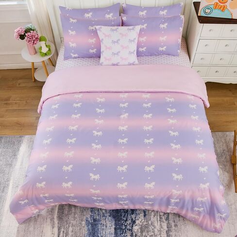 Cokouchyi Twin Comforter Sets for Boys Girls, Unicorn Glow in The Dark Kids Bedding Sets, 5 Pcs Twin Bed in a Bag with Comforter, Sheets, Pillow Sham, Cushion Cover, Unicorn in Saudi Arabia