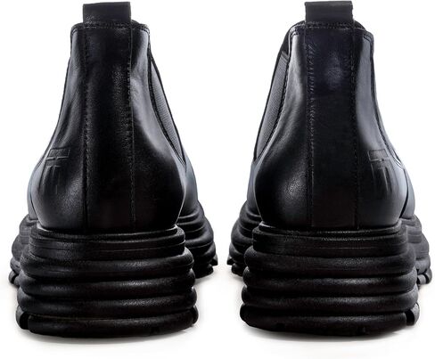 Soho | 100% Made in Italy Chelsea Boots for Women, Black Italian Leather - Chunky, Non Slip Platform Sole and Lug Heel - Ankle Booties for Ladies - Ideal for Fall and Winter in Kuwait