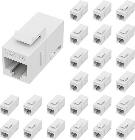FGB 10 Gbps CAT6A RJ45 Keystone Coupler 25-Pack, RJ45 Keystone Jack, Ethernet Coupler Female to Female UTP for Cat6a/Cat6/Cat5e/Cat5, Blue in Saudi Arabia