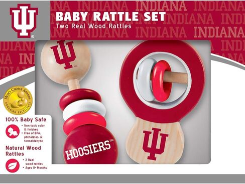 MasterPieces NCAA Indiana Hoosiers Real Wood Baby Rattles (2-Pack) in Saudi Arabia