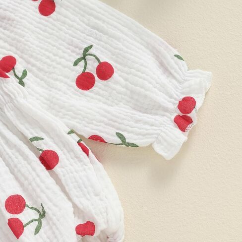 بدلة رومبير للفتيات الصغيرات من القطن والكتان بأكمام طويلة مع عصابة رأس (كرزي، 0-3 أشهر) in Kuwait