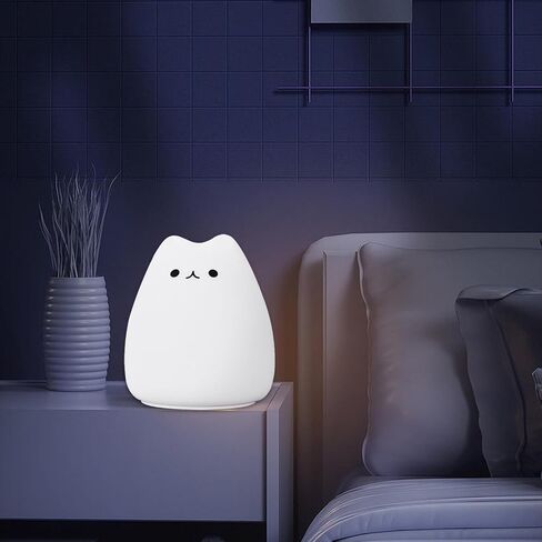 لطيف القط مصباح القط سيليكون ضوء 7 لون تغيير الصمام بطارية تعمل بالطاقة عكس الضوء القط ليلة مصباح عيد ميلاد هدية عيد الميلاد للأطفال، صديق، والمراهقين in Kuwait