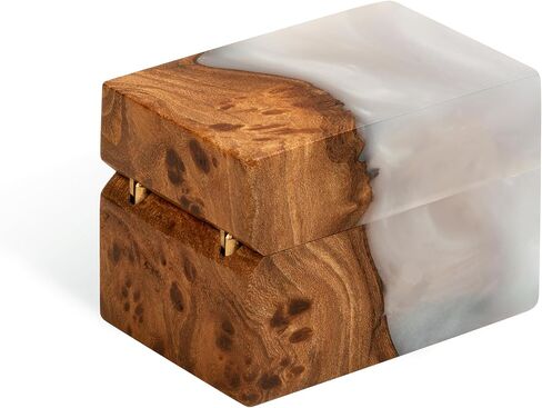 RWA resinwood.art – Resin & Wood Engagement Box for luxury rings, Unique Resin ring holder for Proposal, Luxury Wooden Gift Ring Box Display (Platinum Resin, single ring box) in Saudi Arabia