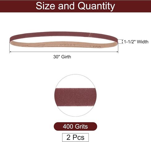 uxcell 2pcs 1-1/2" x 30" Sanding Belts 80 Grits Aluminum Oxide Abrasive Belt Sander Paper Sanding Papers for Metal Wood Grinding Polishing, Reddish Brown in Saudi Arabia
