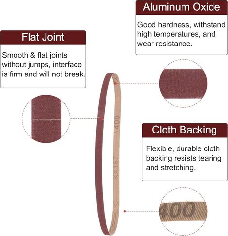 uxcell 2pcs 1-1/2" x 30" Sanding Belts 80 Grits Aluminum Oxide Abrasive Belt Sander Paper Sanding Papers for Metal Wood Grinding Polishing, Reddish Brown in Saudi Arabia