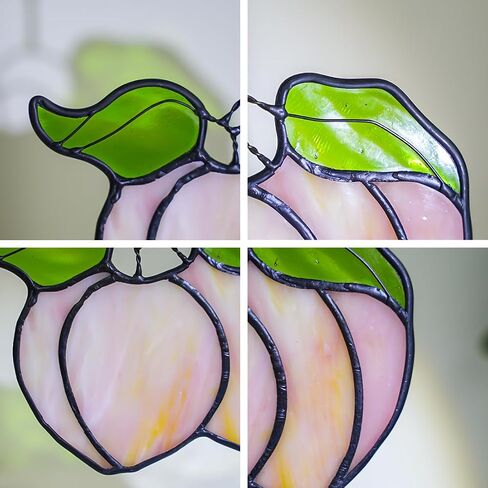 HAOSUM Peach Decor Stained Glass Window Hangings,Peach Themed Decor Gifts for Women Girls Mom,Peach Stained Glass Suncatcher for Window for Bathroom Bedroom Living Room Kitchen in Saudi Arabia