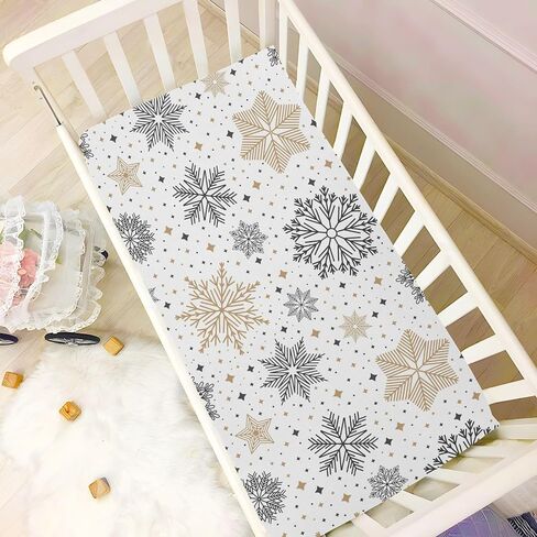 Fitted Crib Sheet for Boys Girls Cute Watercolor Gingerbread Christmas Baby Crib Sheets Blue Snowflake Bassinet Sheets Crib Mattress Bed Sheets for Toddler Newborn Infant 27 x 39 in in Saudi Arabia
