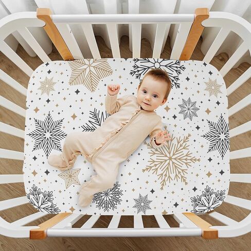 Fitted Crib Sheet for Boys Girls Cute Watercolor Gingerbread Christmas Baby Crib Sheets Blue Snowflake Bassinet Sheets Crib Mattress Bed Sheets for Toddler Newborn Infant 27 x 39 in in Saudi Arabia