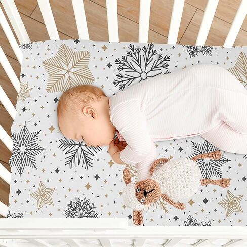 Fitted Crib Sheet for Boys Girls Cute Watercolor Gingerbread Christmas Baby Crib Sheets Blue Snowflake Bassinet Sheets Crib Mattress Bed Sheets for Toddler Newborn Infant 27 x 39 in in Saudi Arabia