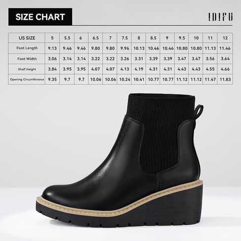IDIFU IN3 Platform Chelsea Boots for Women Low Short Wedges Ankle Boots Lug Sole Trendy Fashion Comfortable Fall Dress Booties Slip On Elastic Casual Work Daily Round Toe Ladies Boots in Kuwait
