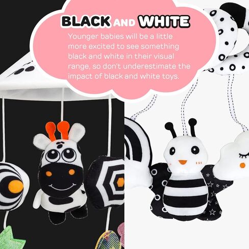 لعبة الحياة 2 حزمة من ألعاب الأطفال المعلقة 0-6 أشهر، ألعاب مقعد السيارة الحلزونية للأطفال من عمر 0-6 أشهر، ألعاب سرير الأطفال المعلقة لحديثي الولادة باللونين الأبيض والأسود، لعبة نشاط عربة الأطفال المعلقة للأطفال، ألعاب مقعد السيارة للرضع in Kuwait