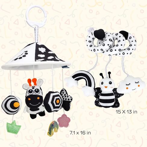 لعبة الحياة 2 حزمة من ألعاب الأطفال المعلقة 0-6 أشهر، ألعاب مقعد السيارة الحلزونية للأطفال من عمر 0-6 أشهر، ألعاب سرير الأطفال المعلقة لحديثي الولادة باللونين الأبيض والأسود، لعبة نشاط عربة الأطفال المعلقة للأطفال، ألعاب مقعد السيارة للرضع in Kuwait