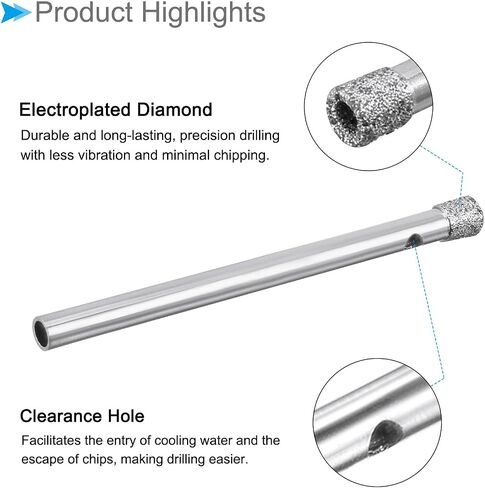 Diamond Drill Bits, 4mm Cutting Diameter, Nickel-Plated Coating Diamond Core Drill Hole Saws - (Applications: for Glass Precision Drilling Bits Tools), 10-Pieces in Kuwait