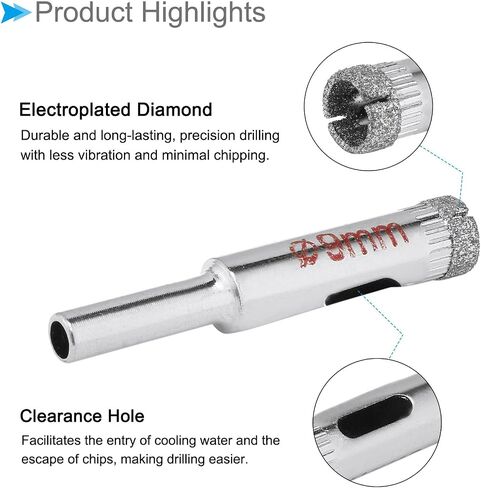 Diamond Drill Bits, 4mm Cutting Diameter, Nickel-Plated Coating Diamond Core Drill Hole Saws - (Applications: for Glass Precision Drilling Bits Tools), 10-Pieces in Kuwait