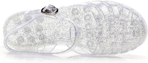 Toddler Jelly Sandals for Girls Unisex Boys Jellies Shoes T-Strap Soft Clear Flats Silver Slippers Size 11 Little Kid Retro Slides Summer Beach Glitter Slingback in Kuwait