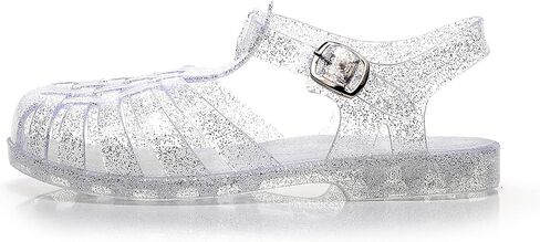 Toddler Jelly Sandals for Girls Unisex Boys Jellies Shoes T-Strap Soft Clear Flats Silver Slippers Size 11 Little Kid Retro Slides Summer Beach Glitter Slingback in Kuwait