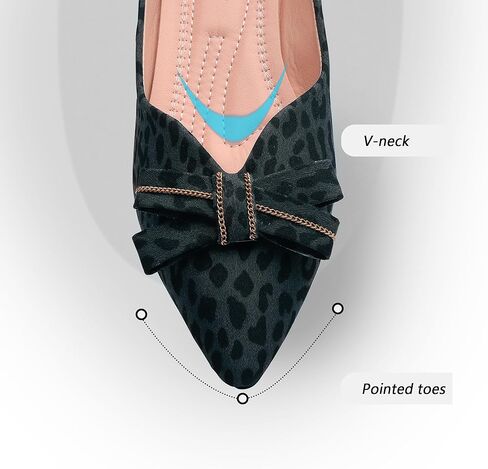 Pointed end Women Flat Shoes Classic Leopard Print Flat Shoes with Bow Decoration, Casual and Comfortable Flat Shoes in Kuwait