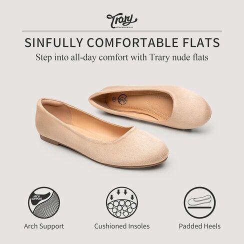 Trary Flats for Women Dressy Comfortable, Ballet Flat,Black Nude Flats Shoes in Saudi Arabia