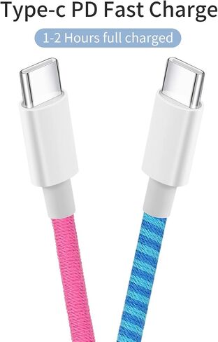 URIZONS Fabric Cord Braided USB C Headphones Wired - Wrapped Type C Earbuds in-Ear Colored Earphones with Mic Adjustable Volume Digital IC chip Compatible with Google Hwaiwei, Samsung (51#) in Saudi Arabia