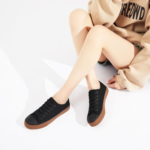 Obtaom Women’s Canvas Shoes Low Top Fashion Sneakers Slip on Walking Shoe in Kuwait