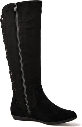 GLOBALWIN Women's Knee-High Fashion Boots Wide Calf Flat Dressy Fall Winter Fashion Boots For Women in Kuwait