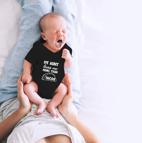 CBTwear My Aunt Loves Me More Than Tacos - Baby Clothes - Funny Newborn Bodysuit Outfits for Boys and Girls in Kuwait