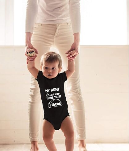 CBTwear My Aunt Loves Me More Than Tacos - Baby Clothes - Funny Newborn Bodysuit Outfits for Boys and Girls in Kuwait