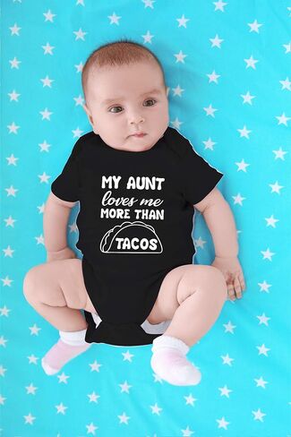 CBTwear My Aunt Loves Me More Than Tacos - Baby Clothes - Funny Newborn Bodysuit Outfits for Boys and Girls in Kuwait