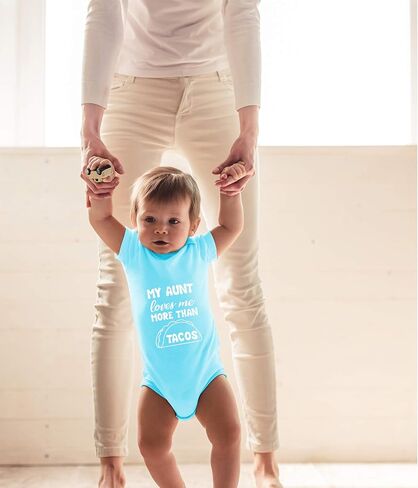 CBTwear My Aunt Loves Me More Than Tacos - Baby Clothes - Funny Newborn Bodysuit Outfits for Boys and Girls in Kuwait