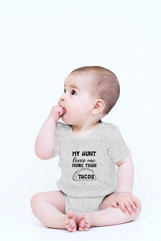 CBTwear My Aunt Loves Me More Than Tacos - Baby Clothes - Funny Newborn Bodysuit Outfits for Boys and Girls in Kuwait