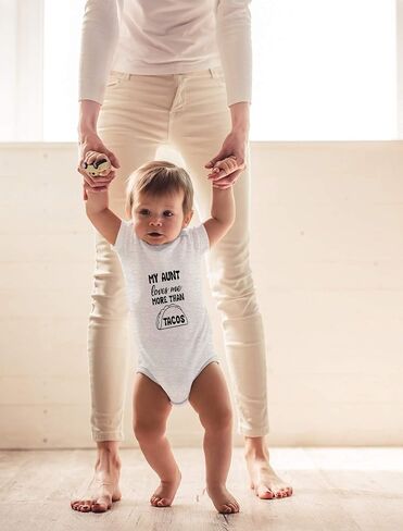 CBTwear My Aunt Loves Me More Than Tacos - Baby Clothes - Funny Newborn Bodysuit Outfits for Boys and Girls in Kuwait