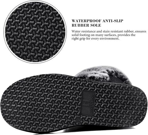 HStylish Women's Classic Mid-Calf Warm Shoes Fur Lined Winter Snow Warm Slip on Anti-Slip Boots for Outdoor in Saudi Arabia