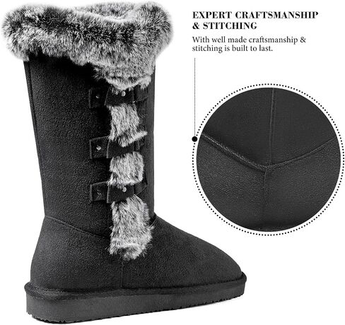 HStylish Women's Classic Mid-Calf Warm Shoes Fur Lined Winter Snow Warm Slip on Anti-Slip Boots for Outdoor in Saudi Arabia