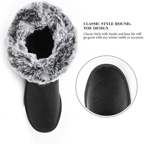 HStylish Women's Classic Mid-Calf Warm Shoes Fur Lined Winter Snow Warm Slip on Anti-Slip Boots for Outdoor in Saudi Arabia