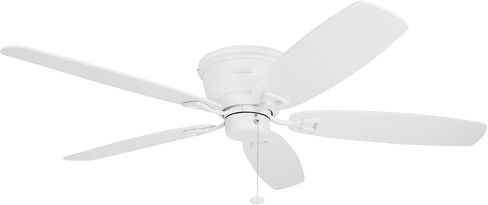 مراوح السقف هانيويل جلين ألدن، مروحة سقف LED داخلية كلاسيكية مقاس 52 بوصة مزودة بإضاءة وسلسلة سحب وشفرات نهائية مزدوجة سريعة التعليق ومحرك عكسي - 50182 (نيكل مصقول) in Saudi Arabia