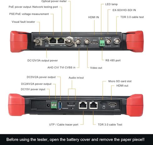 جهاز اختبار كاميرا IP 8K، جهاز اختبار CCTV الكل في واحد من WANLUTECH بشاشة لمس 7 بوصة TVI CVI AHD SDI CVBS جهاز اختبار الكاميرا DMM OPM VFL TDR أدوات شبكة اختبار واي فاي PoE HDMI VGA (IPC-9800CLMOVTADHS Pro) in Kuwait