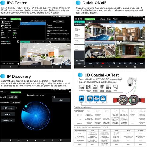 جهاز اختبار كاميرا IP 8K، جهاز اختبار CCTV الكل في واحد من WANLUTECH بشاشة لمس 7 بوصة TVI CVI AHD SDI CVBS جهاز اختبار الكاميرا DMM OPM VFL TDR أدوات شبكة اختبار واي فاي PoE HDMI VGA (IPC-9800CLMOVTADHS Pro) in Kuwait